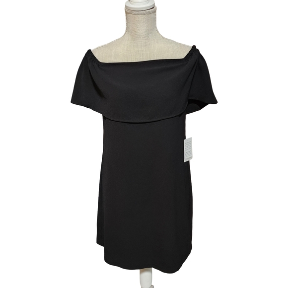 CHARLES HENRY Dress Womens Small Black Off Shoulder Ruffle Cocktail Evening - Picture 2 of 10